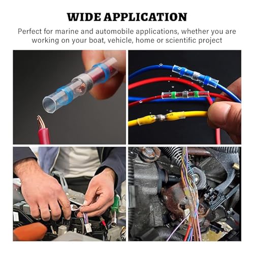 RED WOLF 200 PCS Solder Seal Wire Connector Kit 26-10 Gauge AWG, Self Soldering Wire Heat Shrink Butt Splice Waterproof Insulated Electrical Joint Wire Terminals for Marine Automotive Boat Truck
