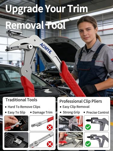 Automotive Tools Pliers Clip Removal Tool for Car Panel Fastener Push Pin Auto Door Body Plastic Trim Popper Kit Organizer Repairing Removing Channel Locks Hose Clamp Upholstery Repair Plier - color: 2pcs