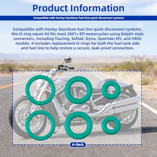 Fuel Line Delphi Quick Disconnect O Ring Kit for 2001+ Harley Davidson | Replacement Seals for EFI Bikes, Includes Fuel Tank and Fuel Line O-Rings, 2 Sets 6 O-Rings