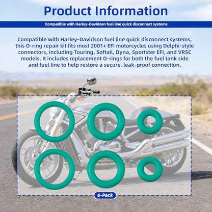 Fuel Line Delphi Quick Disconnect O Ring Kit for 2001+ Harley Davidson | Replacement Seals for EFI Bikes, Includes Fuel Tank and Fuel Line O-Rings, 2 Sets 6 O-Rings