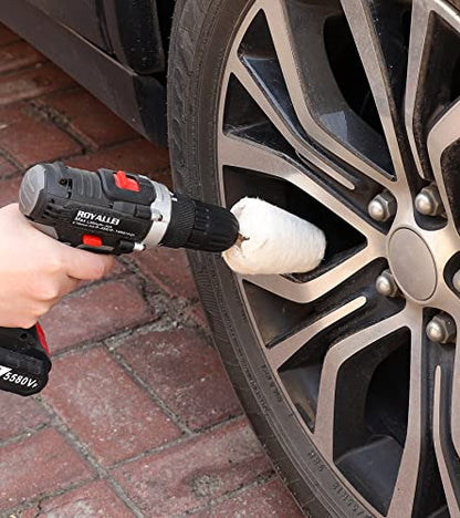 11pcs Buffing Wheel for Drill, Polishing Ball for Drill with 0.25" Hex Shafts, Cotton Polishing Kit for Rotary Tools, Sanding Headlight Rims Manifold Aluminum Chrome Stainless Steel