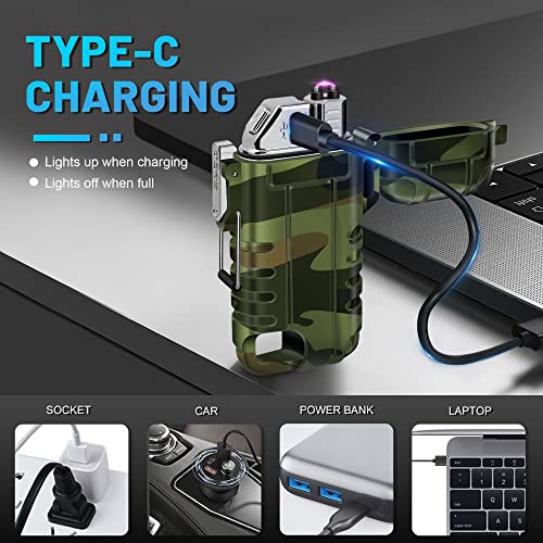 Lafagiet USB C Rechargeable Lighter, 360° Flexible Neck, Wind & Water Proof, Electric Arc Lighters for Candle, Camping - color: F37-cam