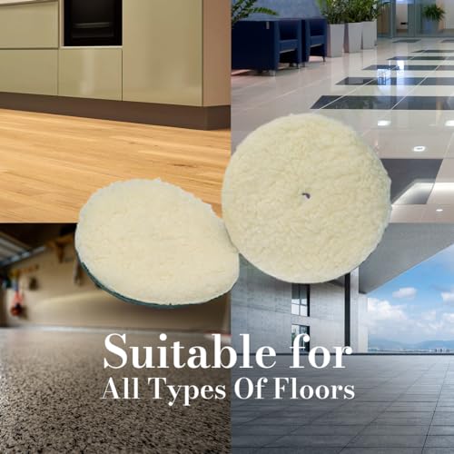 Koblenz Lambswool Pads with Foam Backing, Fits Most 6" Home Floor Buffer Machines, Two Polishing Pads with Two Plastic Replacement Retainer Clips, 45-0102-9 - size: No Size