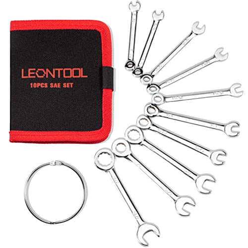 Mini Wrench Set, 10-Piece SAE Wrenches, Rust-Resistant Chrome Finish, Ideal for Automotive, Industrial, Home, Hobby - Silver - style: SAE