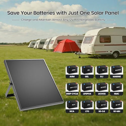 25W 12V Solar Battery Charger, Rugged Solar Panel Kit for RV, Trailer, Boat | With Smart Mppt Controller-Upgraded Solar Trickle Charger for Car/Motor, Higher Efficiency in Low Light, Weatherproof