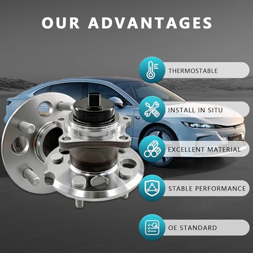 512280 Rear Wheel Bearing Hub Assembly for Toyota Sienna 2004-2010 FWD | Eliminates Noise, Fixes ABS & Hub Issues, Simple Installation, Direct Bolt-On, OEM Quality, No Warning Lights, DIY Friendly - size: 512280