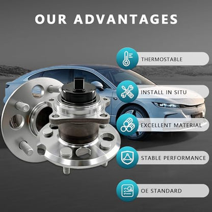 512280 Rear Wheel Bearing Hub Assembly for Toyota Sienna 2004-2010 FWD | Eliminates Noise, Fixes ABS & Hub Issues, Simple Installation, Direct Bolt-On, OEM Quality, No Warning Lights, DIY Friendly - size: 512280