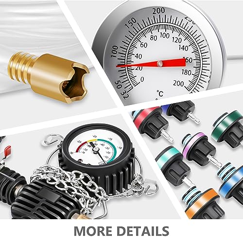 DNA MOTORING 28pcs Radiator Coolant Pressure Tester Vacuum Refill Tool Kit for Most Vehicles,with Carrying Case,Red,TOOLS-00315 - color: Red