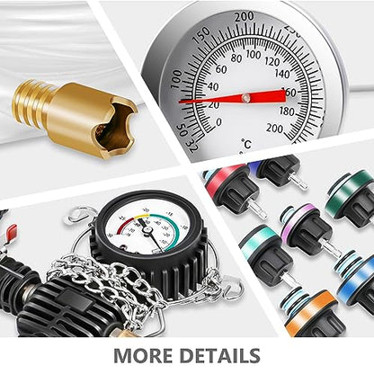 DNA MOTORING 28pcs Radiator Coolant Pressure Tester Vacuum Refill Tool Kit for Most Vehicles,with Carrying Case,Red,TOOLS-00315 - color: Red