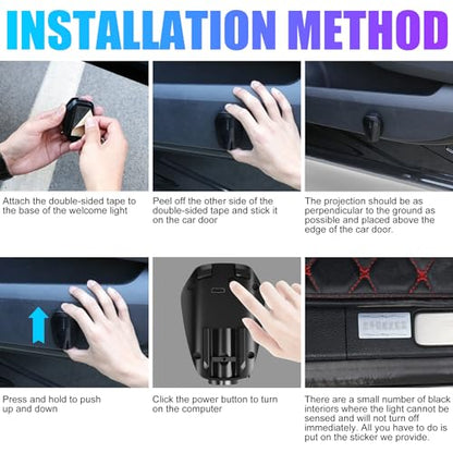 SPOBODY 2PCS Car Door Light Projector Car Door Projector Rechargeable HD Car Welcome Courtesy Ghost Shadow Lamp Fit for Cars (for F-OO-RRD - style: for F-O