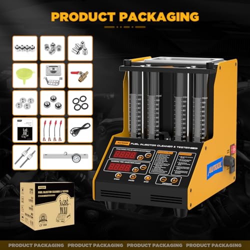 AUTOOL CT150 Fuel Injector Tester & Cleaner, 4 Cylinder Ultrasonic Injector Cleaning Machine, Fuel Injector Test Bench with Pressure Gauge, Multi-Mode Testing for Car Motorcycle
