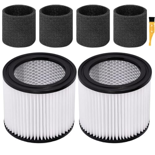 90398 HEPA Replacement Filter and 90585 Foam Sleeve Filter Compatible with Shop-Vac 90398, 903-98, 9039800, 903-98-00, Fits Most 4 Gallon and Less Wet/Dry Vacuum Cleaner (2 + 4) - size: 2 Filter + 4 90585Foam