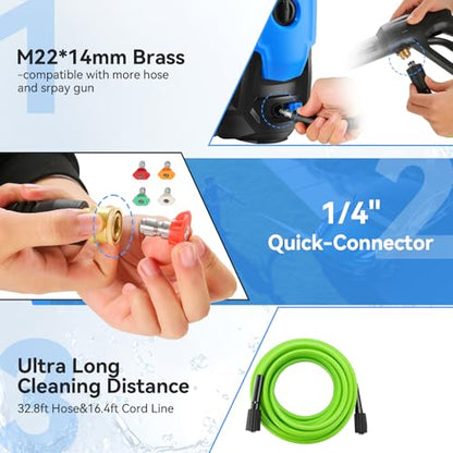 Electric Pressure Washer 5000 PSI 4.0GPM Portable Power Washer with 4 QC Nozzles, 500ML Foam Cannon for Cars/Fences/Driveways/Home/Patios Cleaning, Deep Green - color: Deep Green