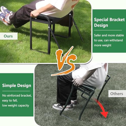 seasky Foldable Garden Kneeler and Seat, Anti-Tipping Gardening Bench Widened Thick Soft Kneeling Pad, Heavy Duty Gardening Stool with Tool Bag,Gardening Gift for Women - color: Dark Black