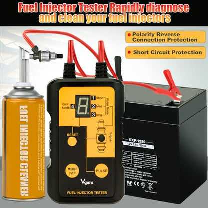 JUTA VT200 Fuel Injector Tester Cleaner Tool Fuel System Cleaner with 2 Size Cleaning Adapters for Gasoline Engines