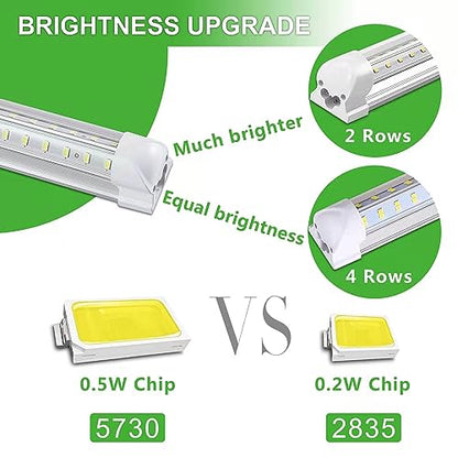 Skymoatled 4FT LED Shop Light, 50W 7500LM 6000K/White Super Bright, T8 Integrated Tube Light Fixture, Plug and Play, Linkable for Room, Garage, Workbench, Under Cabinet (2 Pack) - size: 4FT-2Pack-6000K