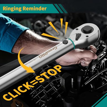 GRENPRO 3/8" Drive Click Torque Wrench 10–80 Ft.Lb – Dual-Direction Adjustable with Dual Range Scales, 72-Tooth Precision Ratchet, ±3% Accuracy – for Bike, Motorcycle, Car Repair & DIY Maintenance - size: 3/8inch 10-80 Ft.Lb