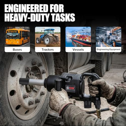 XIIW 1 Inch Air Impact Wrench, Up to 2500ft-lbs Torque, 1 Inch Impact Gun | 16.2 lbs Lightweight Pneumatic Impact Wrench 5500 RPM with with 1/2" Air Inlet for Heavy Duty Repairs and Maintenance - size: 1 Inch | 2500 ft-lbs