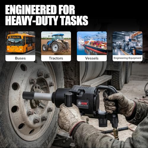 XIIW 1 Inch Air Impact Wrench, Up to 2500ft-lbs Torque, 1 Inch Impact Gun | 16.2 lbs Lightweight Pneumatic Impact Wrench 5500 RPM with with 1/2" Air Inlet for Heavy Duty Repairs and Maintenance - size: 1 Inch | 2500 ft-lbs