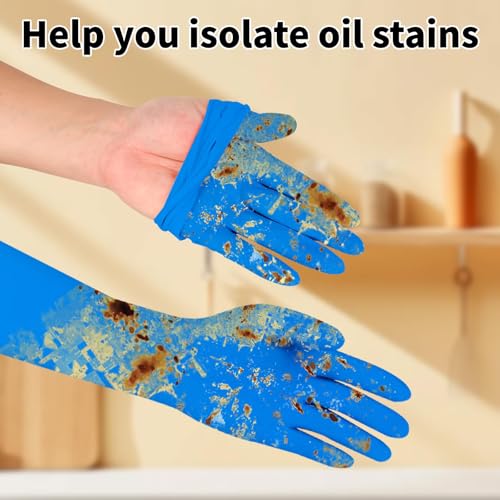 16 inch Nitrile Disposable Gloves Long Sleeved Blue 6Mil Durable Waterproof Latex Free Cleaning Dishwashing 50PCS - color: Blue, size: Medium