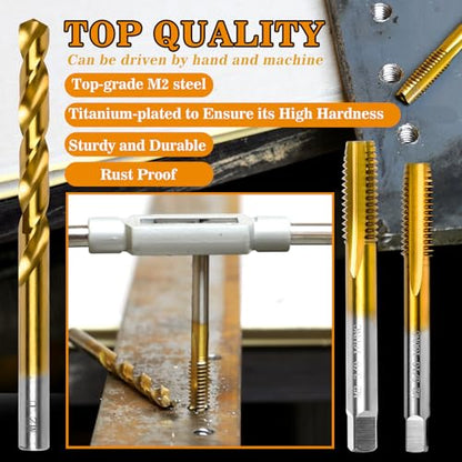 1/2"-13 UNC Tap and 27/64" Drill Bit for Metal, M2 HSS Drill and Tap Set | Combination of Drill and Tap Kit for Metal - size: 1/2"-13 UNC Tap - 27/64" Drill