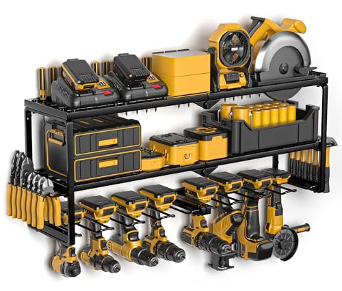 Spampur Power Tool Organizer Wall Mount, 15 Min Assembly, Maximum 150lb load - size: 3 Shelves 8 Slots
