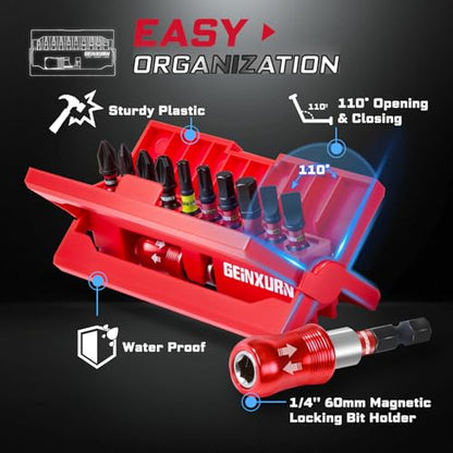Geinxurn 44Pieces Impact Screwdriver Bits Set, Magnetic S2 Steel 1” Phillips/Square/Torx/Slotted/Pozi/Hex Insert Bits Tips,Impact Bit Holder with Rotating Storage Box Case - style: 44pcs-A