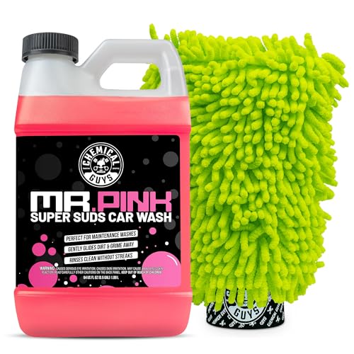 Chemical Guys Mr. Pink Super Suds Car Wash Soap Plus Chenille Premium Microfiber Wash Mitt Bundle Kit, High Foaming Pink Shampoo And Scratch Free Wash Mitt For Cars Trucks SUVs Daily Drivers, 64 Fl Oz - size: 1 Count (Pack of 1)