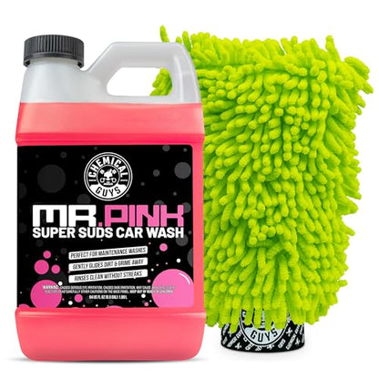Chemical Guys Mr. Pink Super Suds Car Wash Soap Plus Chenille Premium Microfiber Wash Mitt Bundle Kit, High Foaming Pink Shampoo And Scratch Free Wash Mitt For Cars Trucks SUVs Daily Drivers, 64 Fl Oz - size: 1 Count (Pack of 1)