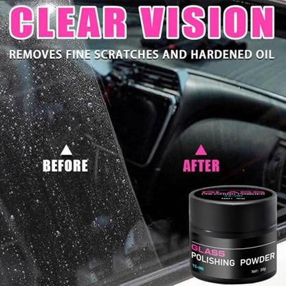 Cerium Oxide Glass Polishing Powder | Car Glass Oil Film Cleaner | Multifunctional Scratch Remover Window Repair Tool with Polishing Pad, Removes Wiper Marks, Swirls, and Water Spots - color: 30G+ sponge wipe