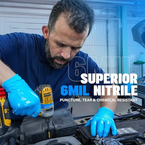 London Labs Heavy Duty 6 Mil Blue Nitrile Gloves Disposable Latex & Powder Free -Extra Stretchy Fentanyl Safe |Medical,First Aid Kit,EMT|Food Safe Rubber Gloves for Cooking & Cleaning| Pack of (200) - size: X-Large, style: 200 Count