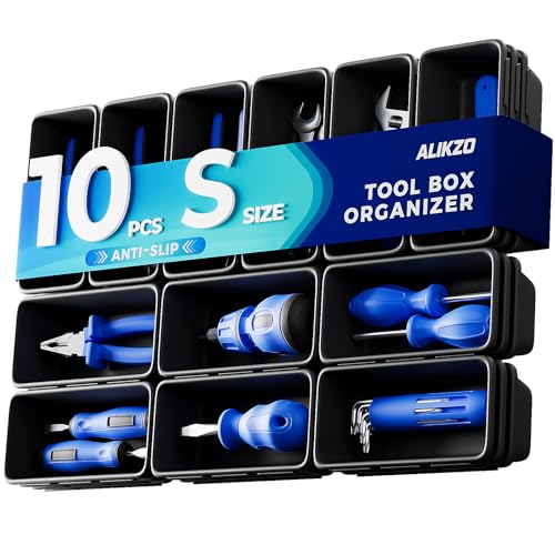 10 PCS Small Toolbox Organizer Trays for Drill Bits, Impact Bits and Sockets, Drawer Bins for Garage Mechanic Chest and Workbench Bit Drawers(S_10PCS_Black) - color: S_10PCS_Black