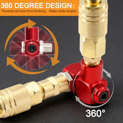 48Pcs 1/4" Quick Connect Air Hose Fittings, 1/4" NPT Air Compressor Fittings Kit with Swivel, Brass-Plated Pneumatic Tool Couplers and Plugs Set for Pneumatic Tools - size: 48 Pieces