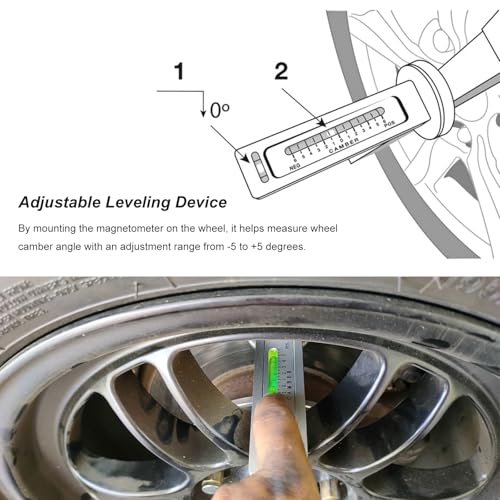 Camber Alignment Tool, Adjustable Magnetic Caster Pillar Gauge Professional Tire Repair Tool, High Precision Camber Strut Wheel Alignment Instrument for Car Truck RV (Black) - color: Black