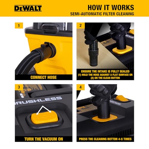 DEWALT 20V MAX Cordless Wet Dry Shop Vac 6 Gallon, Portable Vacuum Cleaner with Powerful Suction, Blower Function, On-Board Storage, Jobsite & Garage Vacuum, Tool Only, DXCVXA06B