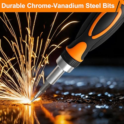 42 in 1 Ratcheting Screwdriver Set with Right Angle Wrench | Tool Kit for Bike Repair, Electronics, Household DIY - Portable Storage Case - style: 42pcs Ratchet Screwdriver Set