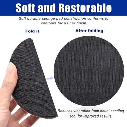 6 Pack Interface Pads, 5 Inch Hook and Loop Soft Density Sponge Cushion Buffer Backing Pad, Foam Sanding Interface Pads for Orbital Sander Automotive Woodworking Polishing - size: 5 inch - 6 Pack
