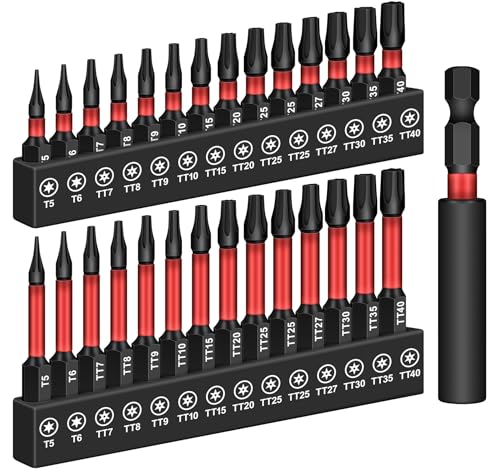 DIYSELF 29 PCS Torx Bit Set, Torx Bits for Impact Driver, T5-TT40 | S2 steel security star bits with magnetic holder and 1-inch and 2-inch lengths for auto and electronics repair