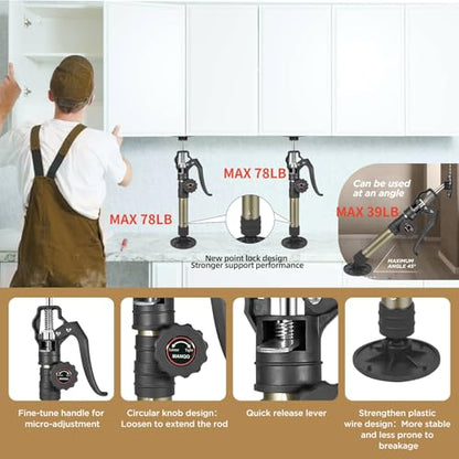 MANQO Cabinet Jacks for Installing Cabinet 3rd Hand Support System Adjustable Support Pole,Extends from 12.60 inch to 23.62 inch,Supports up to 156 lbs for Drywalls 2Pcs Set (Patent Design) - size: 12.60''-23.62'' 2pc point lock