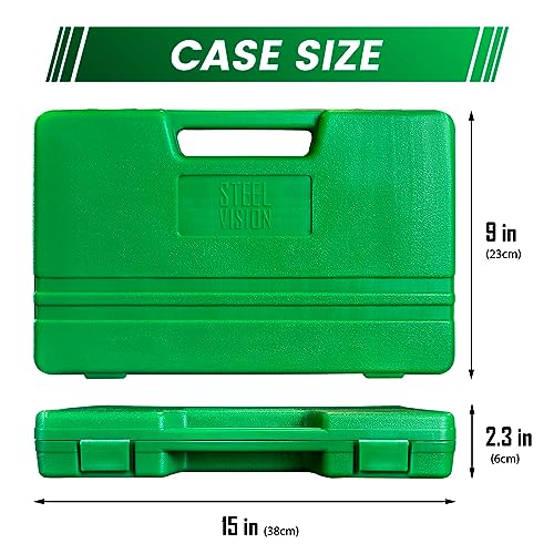 Steel Vision 35-Piece Impact Socket Set, 3/8" & 1/2" Drive Shallow SAE/Metric, 6-Point CR-V Steel Sockets with Adapter, 3" Extensions & Storage Case - size: 3/8"&1/2""_SAE&Metric_35pc