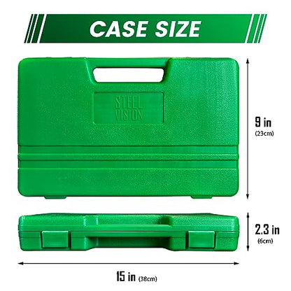 Steel Vision 35-Piece Impact Socket Set, 3/8" & 1/2" Drive Shallow SAE/Metric, 6-Point CR-V Steel Sockets with Adapter, 3" Extensions & Storage Case - size: 3/8"&1/2""_SAE&Metric_35pc