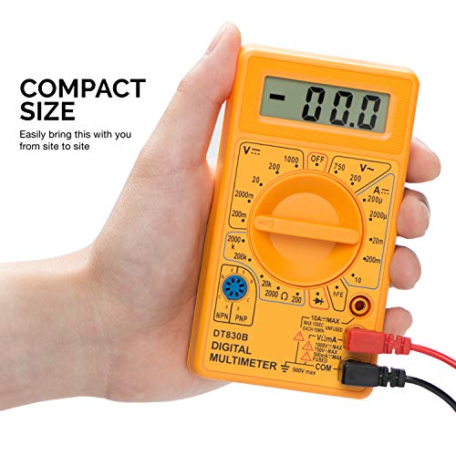 HILTEX 40508 Digital Multimeter Diode & Transistor Tester AC DC Volt Test Voltmeter, Automotive Multimeter Meter Tester, Measure Voltage Test, Car Battery Tester, Analog Multimeter Kit, Volt Meter