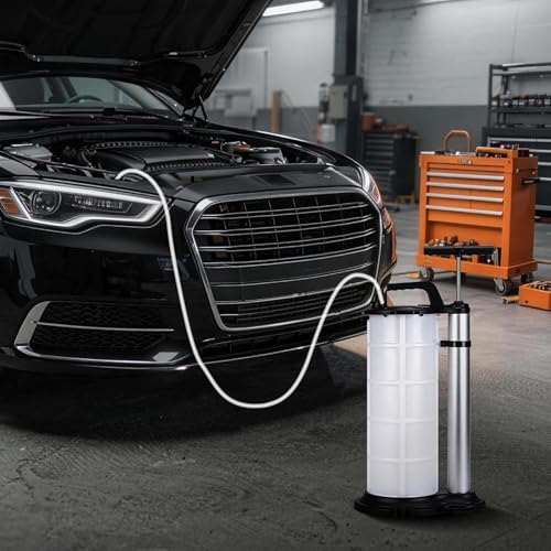 Easy Oil Change Manual Extractor Pump for Cars & Lawn Mowers – 9L Capacity, 3.2FT Main Hose, 3 Replacement Tubes (3.8mm/6.1mm/9.8mm), Fluid Transfer Tool, Auto Fuel Supply Accessory - size: 9L