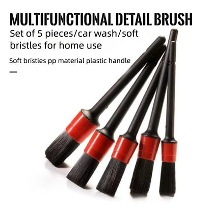 5-Piece Car Detailing Brush Set, Multi-Purpose Interior Cleaning Tools, Soft Bristles for Vents, Dashboard, Home Use