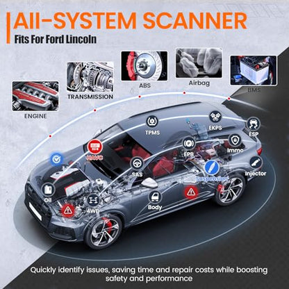 ANCEL FD500 OBD2 Scanner fits for Ford Lincoln Mercury - All Systems Code Reader with Engine, ABS, SRS, Transmission, 4WD Diagnostics - Scan Tool with EPB, Throttle, Oil Reset, Battery Registration - color: Gray