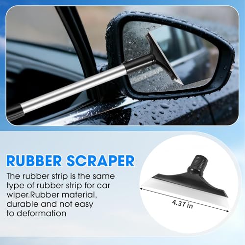 Windshield Cleaner Tool, Car Interior Cleaning Kit with Extendable Handle and 3 Reusable Microfiber Pads, Auto Glass Wiper and Detailing Brush Kit for Car & Home Window, Blue - color: Blue