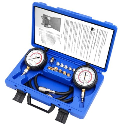 Transmission/Engine Oil Pressure KIT, Capable of Both Static and On-Road Testing, High/Low (0-400psi/0-100psi), 72" Hose, 13pc Adapters - size: Oil Pressure Kit