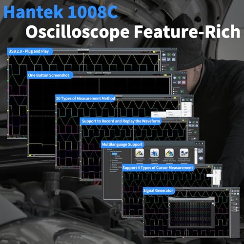 Hantek 1008C+HT201+HT30A+HT307 PC USB 8CH Automotive Diagnostic Digital Oscilloscope/DAQ/Programmable Generator - style: 1008C+HT30A+HT201+HT307