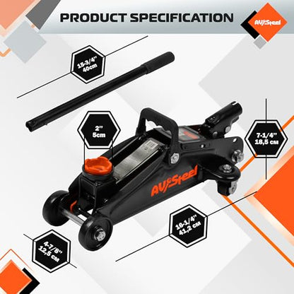 Floor Jack 1.5 Ton (3300 lbs), Hydraulic Trolley Jack with Solid Storage Case, Hydraulic Jack for Car with Single Piston Pump, Portable Car Floor Jack with Lifting Range 5-1/8'' to 12''