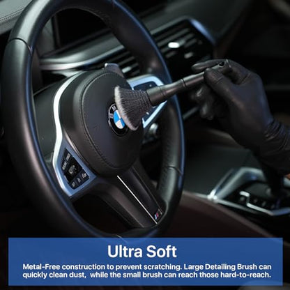 Curveball Detail Brush, Car Ultra Soft Bristles Detailing Brushes, 4PCS Professional Auto Cleaning Brush, Covers Large Area Inside or Outside Vehicles, Exterior Interior Brush- Gray - color: Gray